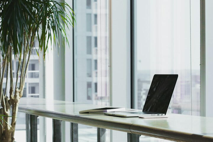 Bright, organized workspace — illustrative stock photography.